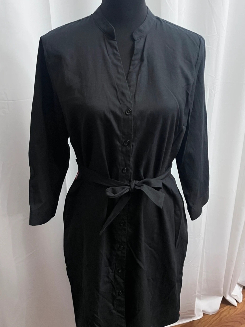 Porto Blanco Black Shirt Dress -Medium (Made in Mexico)
